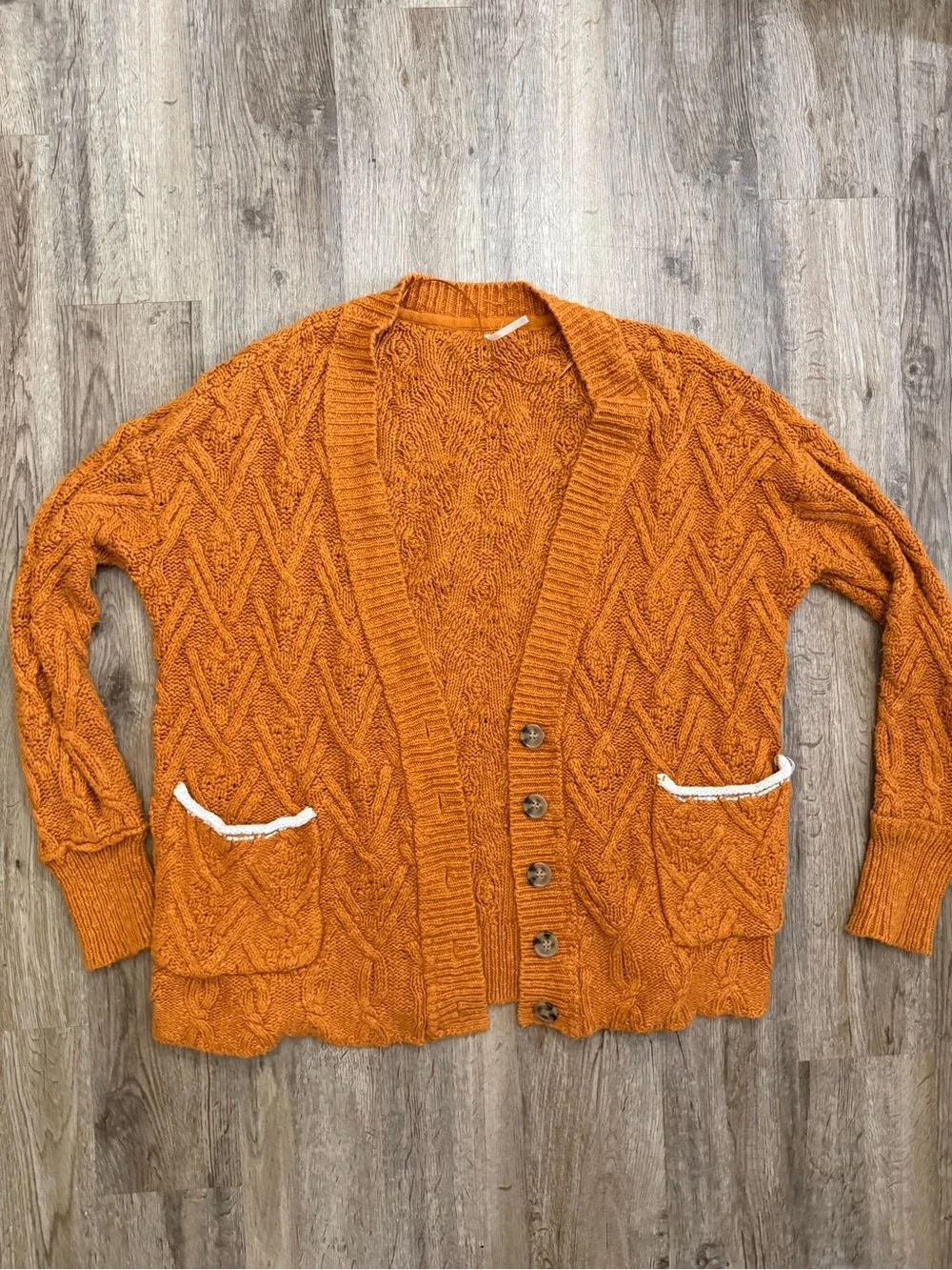 Free People • Burnt Orange Montana Cable Knit Cardigan